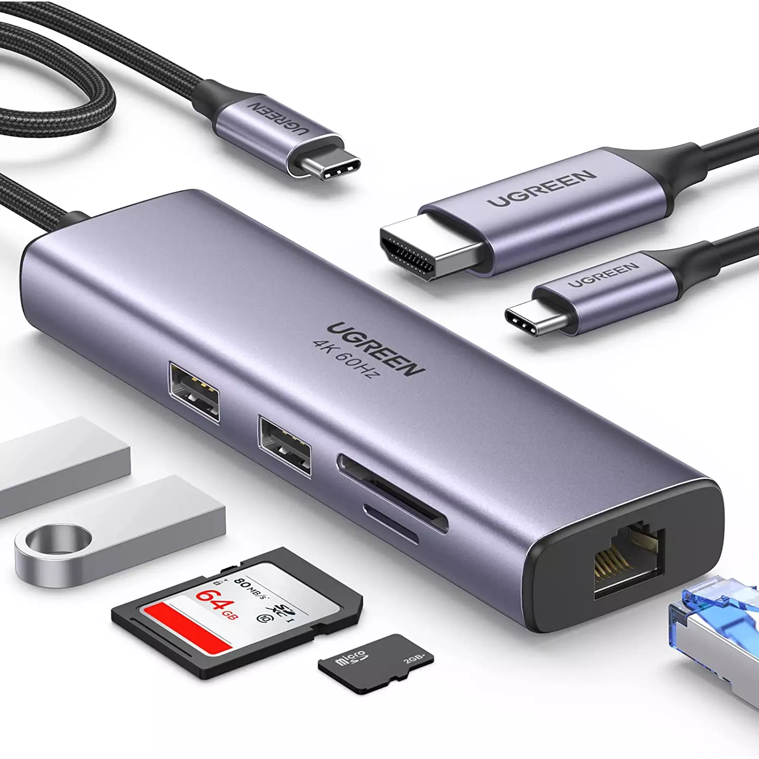 UGREEN USB C Hub with Ethernet 7 in 1 Multiport Adapter 60515